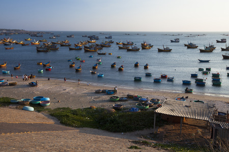 Fishing boats in Mui Ne Vietnamのeditorial素材