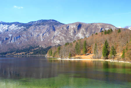 Bohinj lake in Sloveniaの写真素材