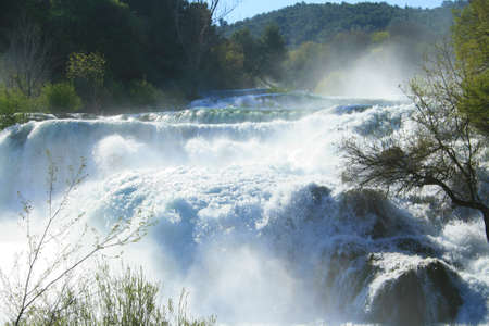 Waterfalls on river Krka in Croatiaの写真素材