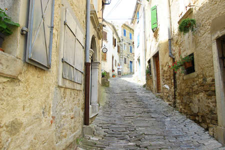Old street in Mootovun, Croatiaの写真素材
