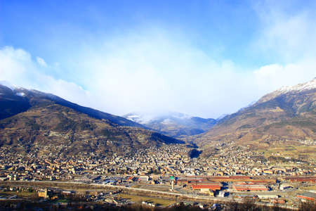 Aosta town in Italyの写真素材