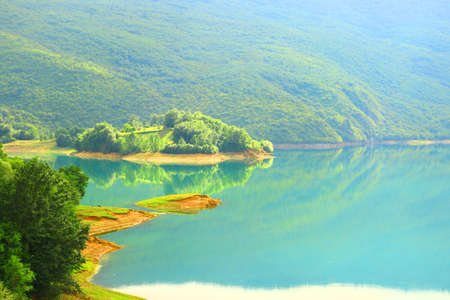 Lake and forestの写真素材
