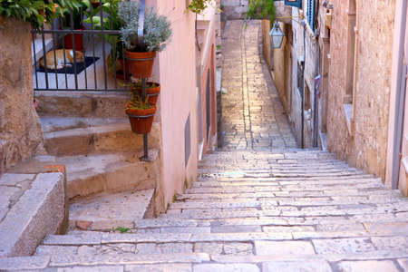 Stone street in Dubrovnik, Croatiaの写真素材
