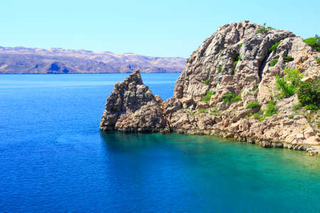 Beautiful blue sea in Karlobag, Croatiaの写真素材