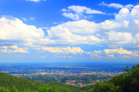 Zagreb, capital of Croatia, panoramic view form Medvednica mountainの写真素材