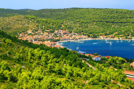 Town Vis on Island Vis, Croatiaの写真素材