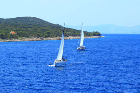 Sailing boats on Adriatic sea in Croatiaの写真素材