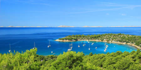 Beach and Camp Kosirina on Island Murter in Croatiaの写真素材