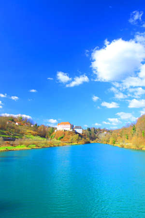 Beautiful castle in Ozalj town, Croatiaのeditorial素材