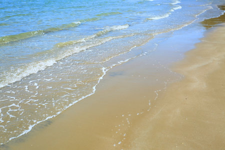 Beautiful sandy beach Livacina on Island Rab, Adriatic sea, Croatiaの写真素材