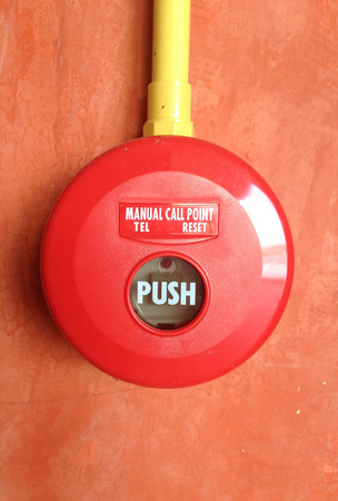 Fire alarm push button equipment in old factoryの写真素材
