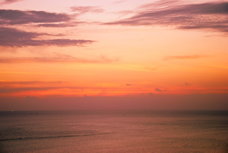 Beautiful sky at twilight times on the seaの写真素材