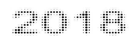 2018 simple banner dots halftone effect, vector template for design pop art comic bannerのイラスト素材