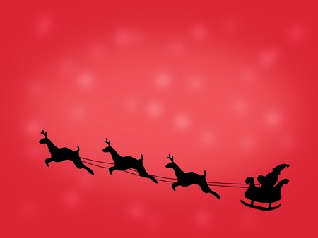 Santa flying in a sleigh with reindeer. Isolated object. Black silhouette Christmas. New Year. illustrationの写真素材