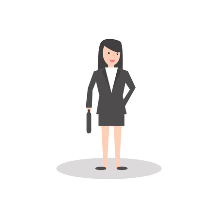 Business woman in flat style cartoon character vector illustration.のイラスト素材