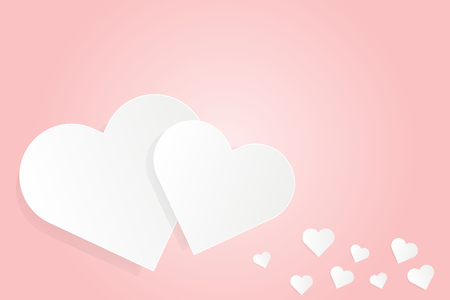 White paper cut love heart on pink background vector illustration design for valentine's day, wedding card, love frameのイラスト素材