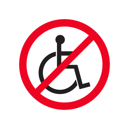 No disabled people flat symbol vector icon. Forbidden sign isolated on white background.illustrationのイラスト素材
