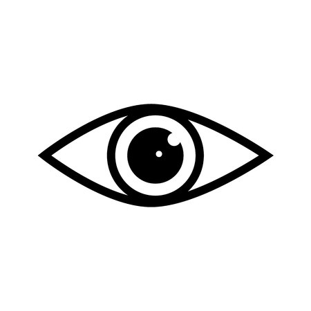 Eye icon vector with double reflection in pupil. Sign of view, look, glance, glimpse, dekko, eyebeam, opinion, eyewink, peek and eye.のイラスト素材