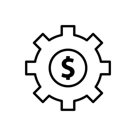 Gear with a dollar sign line vector icon for web, mobile and infographics isolated on white background.のイラスト素材