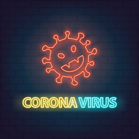 Coronavirus icon neon style healthcare and medicine concept  for graphic design, logo, web site, social media, mobile app, ui illustrationの写真素材