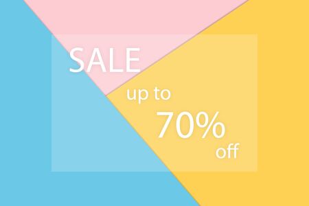 Sale 70% off out line white text on pastel color background minimal design flat lay style for...