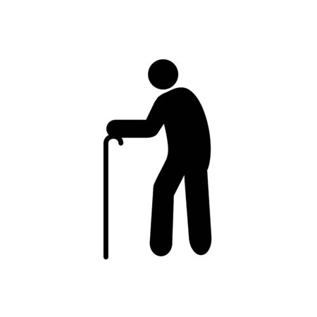 Old man with staff icon vector for graphic design, logo, web site, social media, mobile app, ui illustrationのイラスト素材