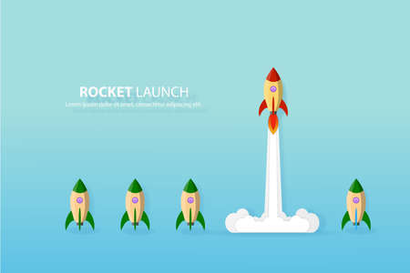 Think different,the rocket flying to the sky move for success in life concept of courage,...