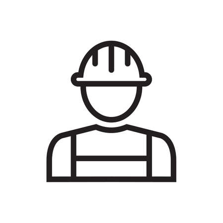 Construction worker outline icon vector Person profile avatar with helmet and jacket for graphic design,  web site, social media, mobile app, ui illustrationのイラスト素材