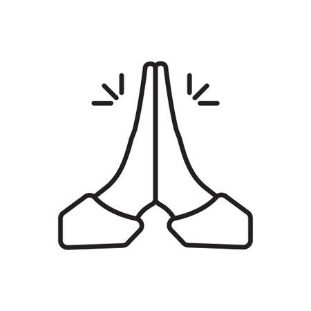 Hands folded in prayer line icon vector for graphic design, logo, web site, social media, mobile app, ui illustrationのイラスト素材