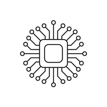 Processor chip vector icon for graphic design, web site, social media, mobile app, ui illustrationのイラスト素材