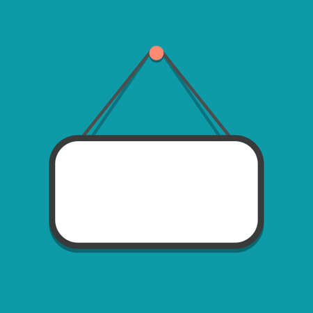 Empty plate hanging on green background for notice, message, information and advertisement sign template vector illustrationのイラスト素材