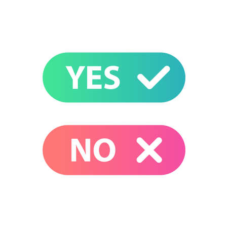 Tick and cross signs. Green checkmark OK and red X icons vector.