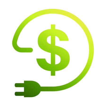 Cost dollar power efficiency icon vector save energy with electric plug ecology concept for graphic...
