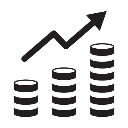 Revenue growth increasing graph icon vector money trending concept for graphic design, logo, web site, social media, mobile app, ui illustrationのイラスト素材