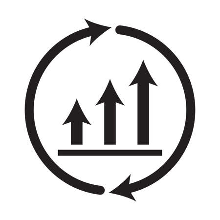 Growth graph with arrows in a circle vector icon for graphic design, logo, web site, social media, mobile app, ui illustration.のイラスト素材