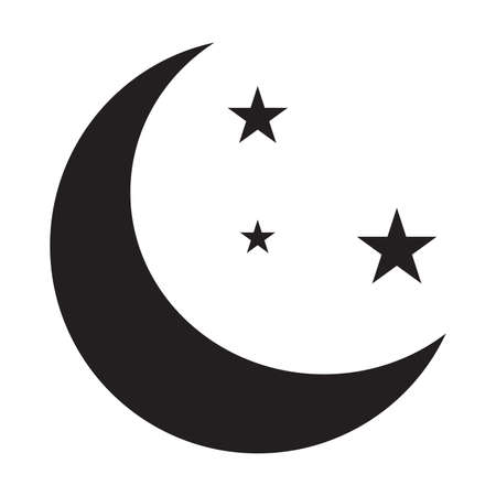 Moon and stars icon vector for your web design, logo, UI. illustrationのイラスト素材