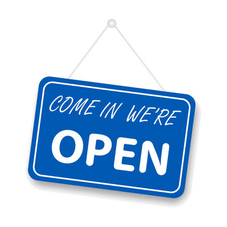Come in we are open sign vector for graphic design, logo, web site, social media, mobile app, ui illustrationのイラスト素材
