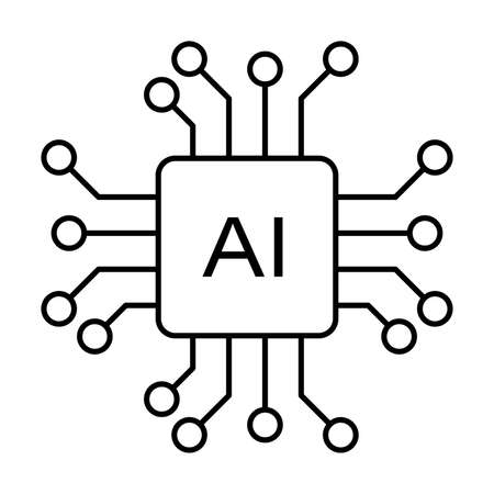 Artificial intelligence AI processor chip vector icon symbol for graphic design, website, social media, mobile app, UI illustrationのイラスト素材