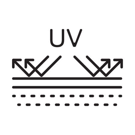 UV radiation protection icon vector solar ultraviolet light symbol skincare sign cosmetic lotion concept for graphic design, logo, website, social media, mobile app, UI illustration.のイラスト素材