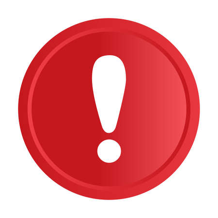 white exclamation mark on red circle button icon vector for graphic design, website, social media, mobile app, UI illustrationのイラスト素材