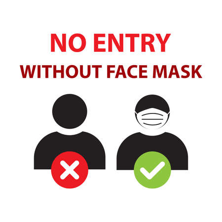 No entry without face mask icon vector wears a mask sign for graphic design, website, social media, mobile app, UI illustration.のイラスト素材