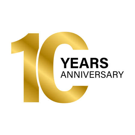 10 years anniversary gold icon vector for graphic design,  website, social media, mobile app, UI illustrationのイラスト素材