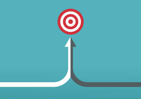 two arrow merging to target  partnership, merger, alliance, teamwork and integration concept for...