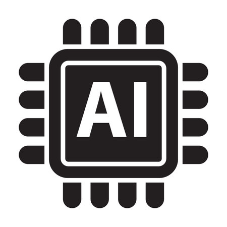 Artificial intelligence AI processor chip vector icon symbol for graphic design,   website, social media, mobile app, UI illustrationのイラスト素材
