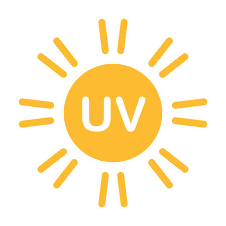 UV radiation icon vector solar ultraviolet light symbol for graphic design