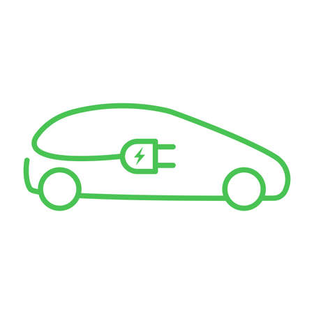 EV electric car with plug icon vector green energy concept for graphic designのイラスト素材