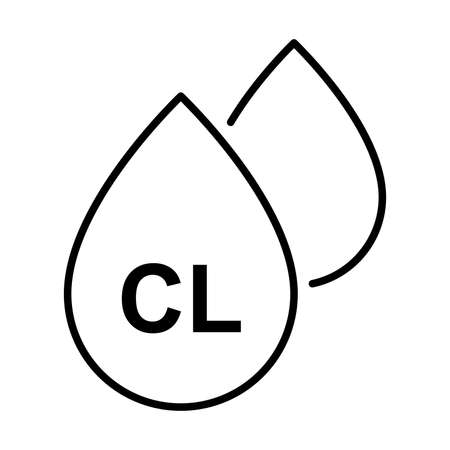 Drop with chlorine. Water containing chlorine linear icon vector for graphic design, logo, web site, social media, mobile app, uiのイラスト素材
