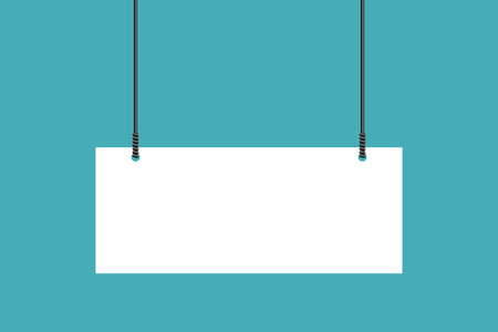 hanging sign against on green background for notice, message, information, and advertisement sign template vector illustrationのイラスト素材