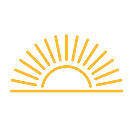 A half sun is setting downwards icon vector sunset concept for graphic design,   website, social...