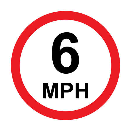 6 MPH road traffic sign icon vector for graphic design, website, social media, mobile app, UI illustrationのイラスト素材
